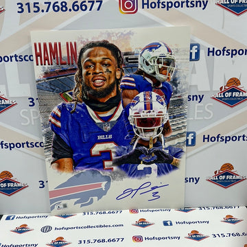 DAMAR HAMLIN SIGNED BUFFALO BILLS  11X14 PHOTO BAS COA