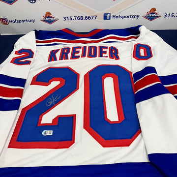 CHRIS KREIDER SIGNED RANGERS CUSTOM WHITE JERSEY BECKETT COA