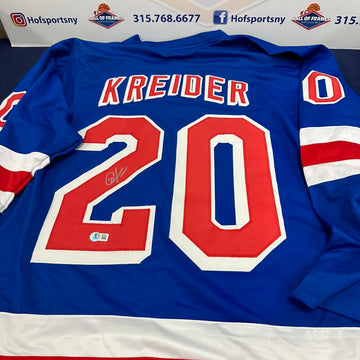 CHRIS KREIDER SIGNED RANGERS CUSTOM BLUE JERSEY BECKETT COA