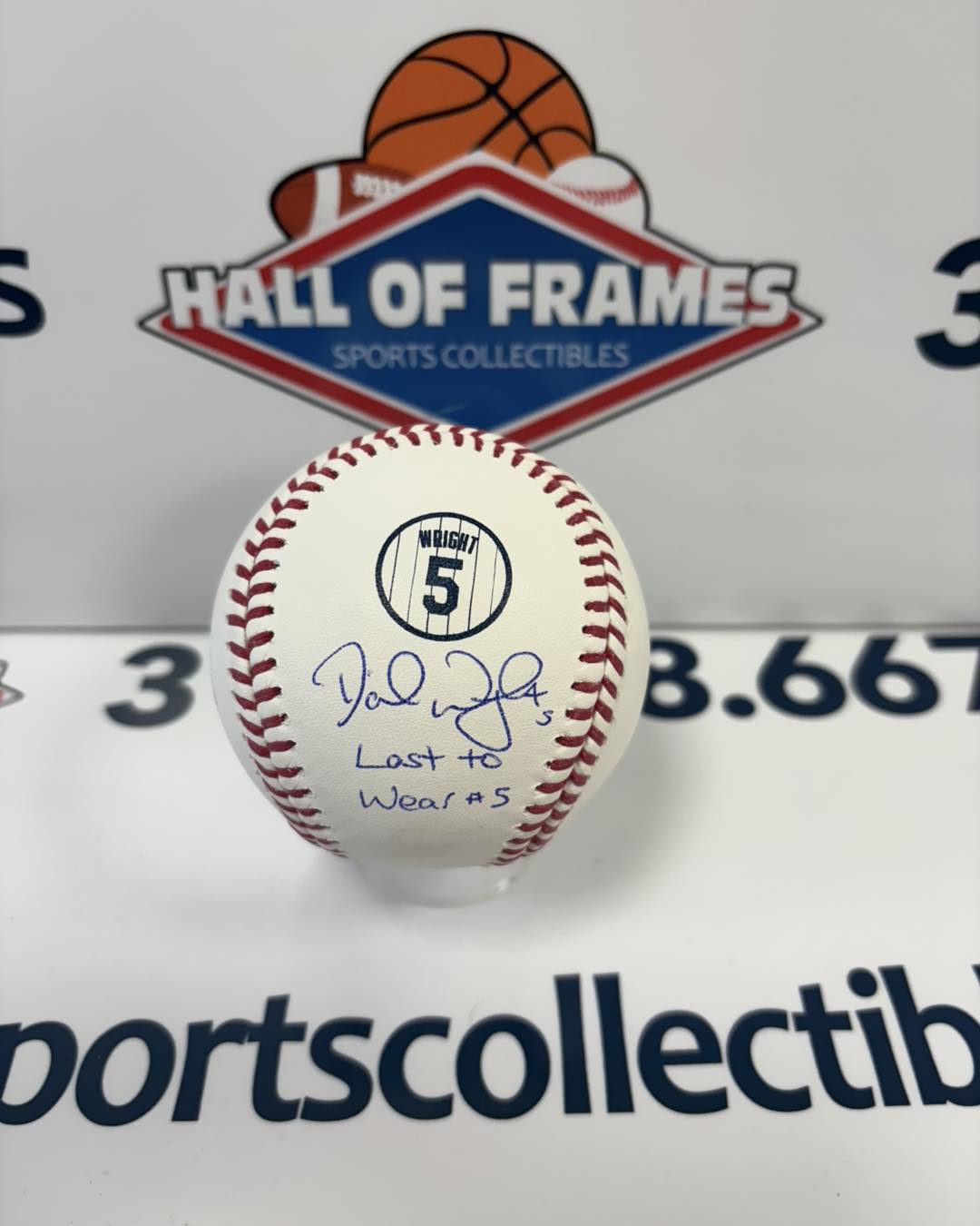 DAVID WRIGHT SIGNED #5 RETIREMENT BASEBALL LAST TO WEAR #5 - JSA COA