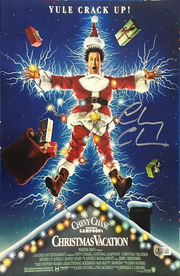 CHEVY CHASE SIGNED 11X17 CHRISTMAS VACATION MOVIE POSTER - BECKETT COA