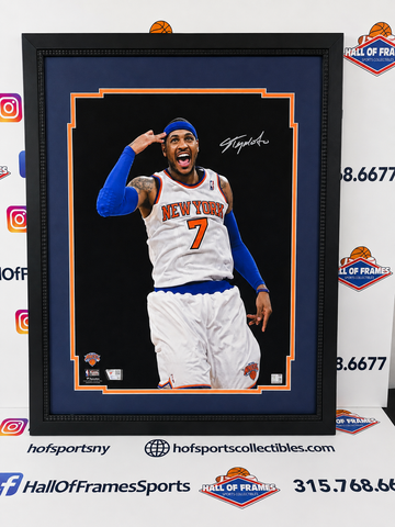 CARMELO ANTHONY SIGNED NY KNICKS FRAMED 16X20 CELEBRATION PHOTO - FANATICS COA