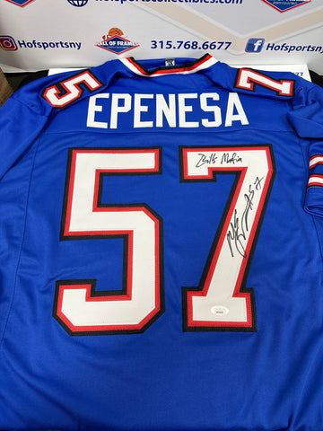 AJ EPENESA SIGNED BILLS BLUE CUSTOM JERSEY BILLS MAFIA - JSA COA