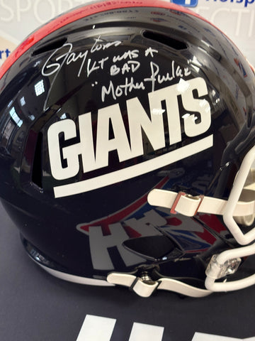 LAWRENCE TAYLOR SIGNED GIANTS FS REPLICA HELMET BMF INSC - JSA