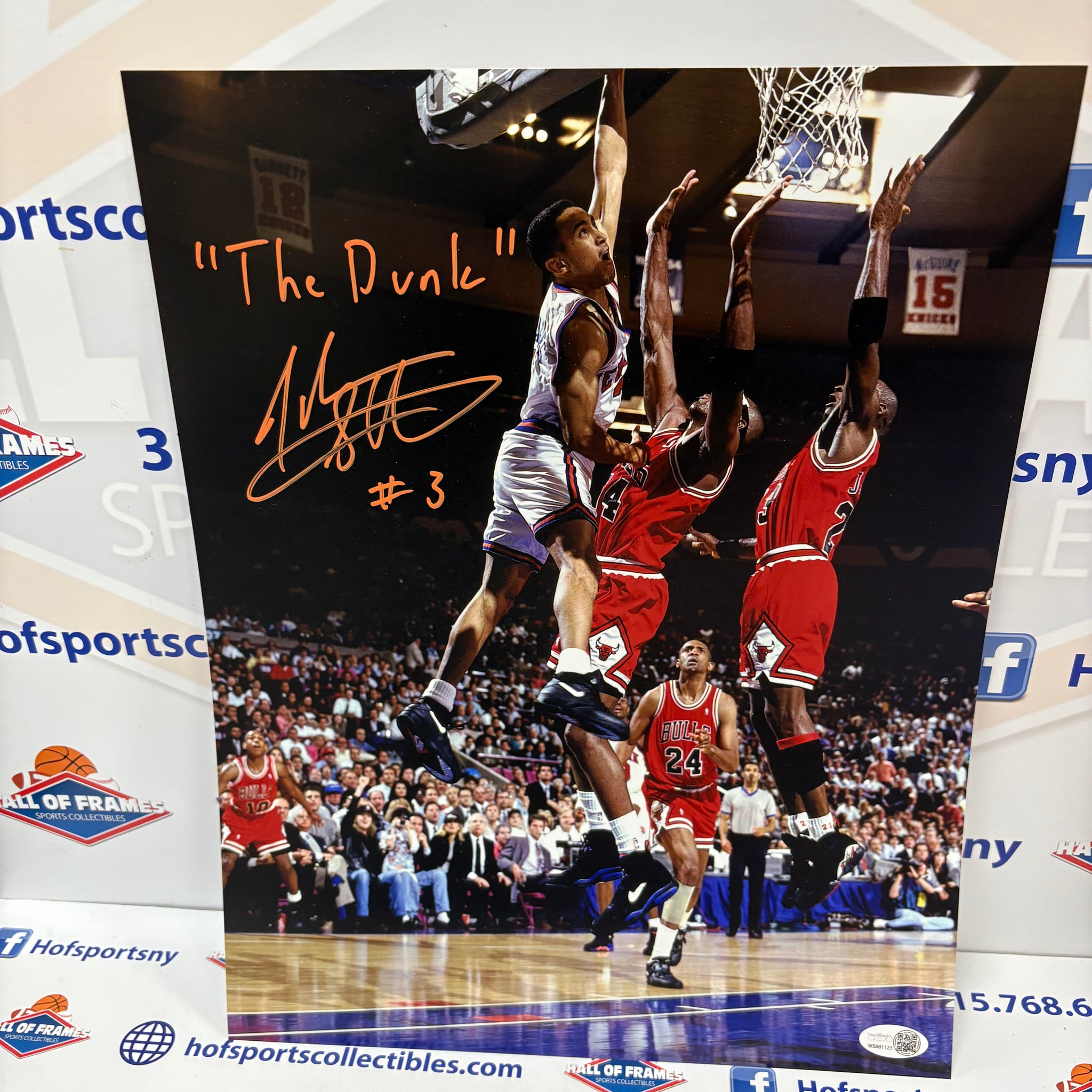 JOHN STARKS SIGNED 11X14 PHOTO - INSCRIBED "THE DUNK" JSA COA