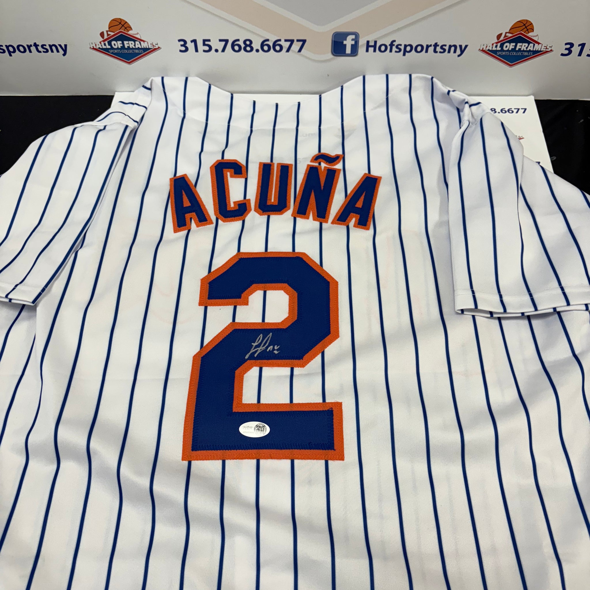 LUISANGEL ACUNA SIGNED NY METS CUSTOM PINSTRIPE JERSEY JSA WITNESSED