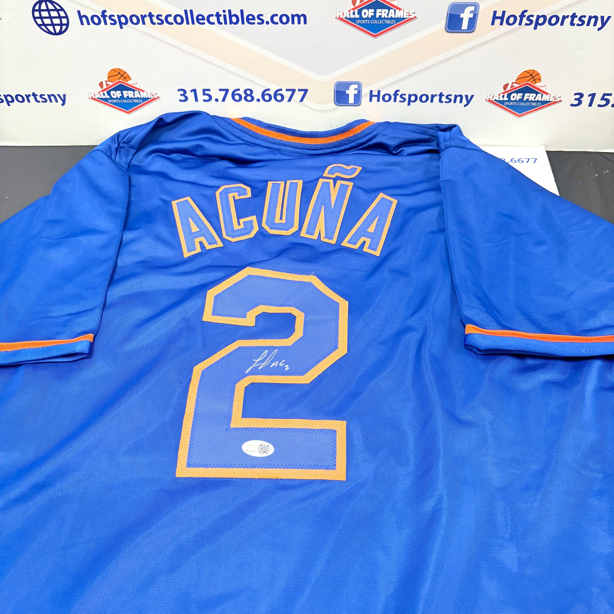 LUISANGEL ACUNA SIGNED NY METS CUSTOM BLUE JERSEY JSA WITNESSED