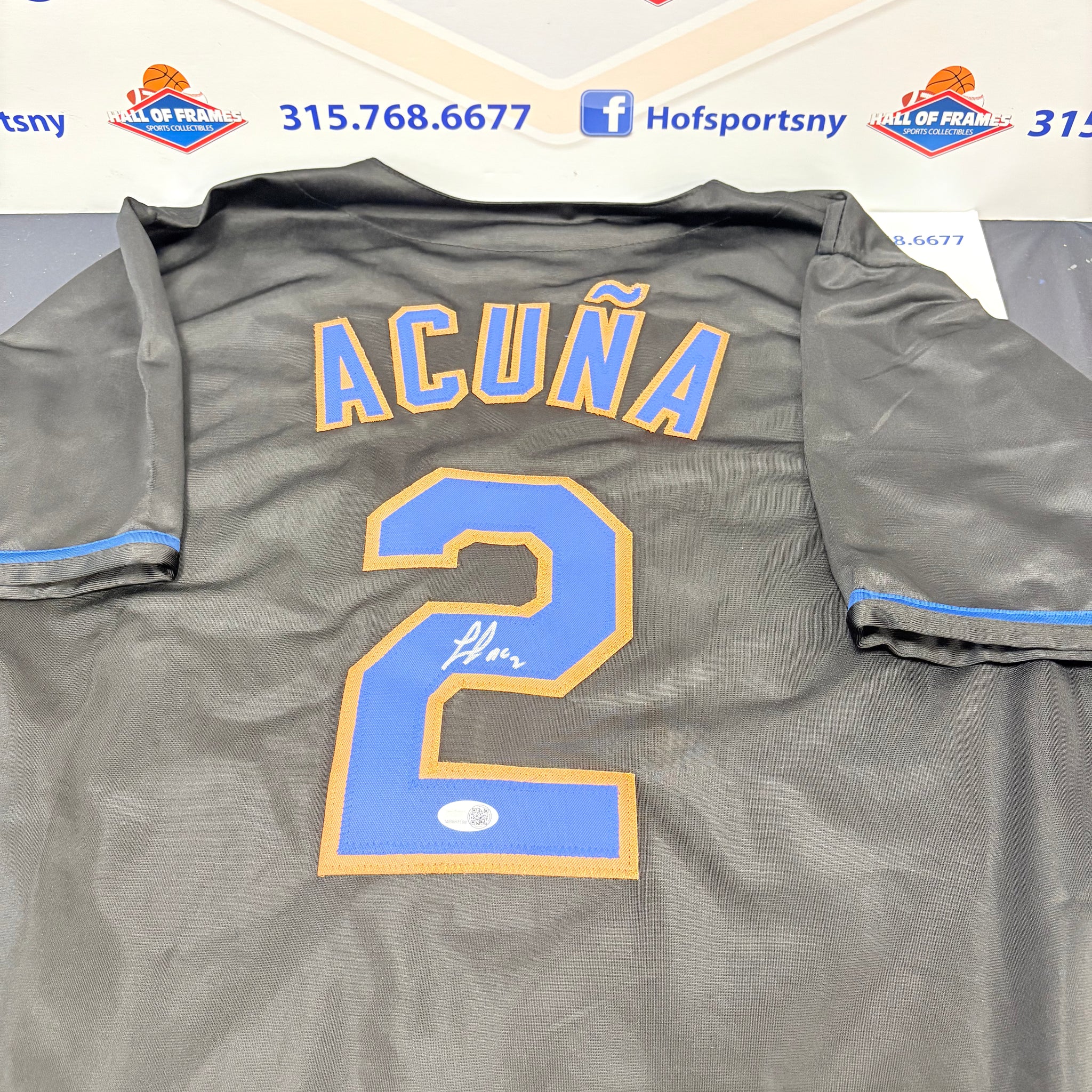 LUISANGEL ACUNA SIGNED NY METS CUSTOM BLACK JERSEY JSA WITNESSED