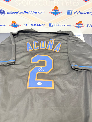 LUISANGEL ACUNA SIGNED NY METS CUSTOM BLACK JERSEY JSA WITNESSED