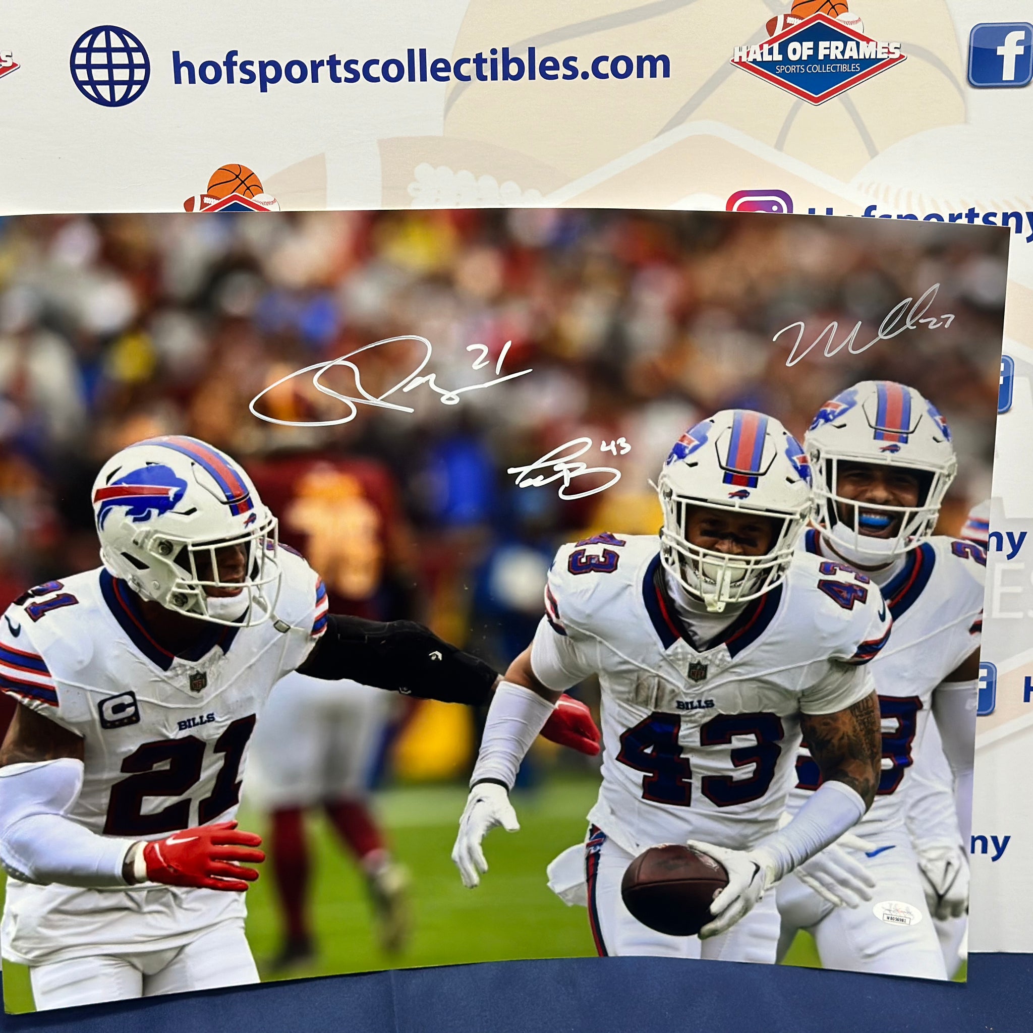 MICAH HYDE / JORDAN POYER / BERNARD BILLS SIGNED 16X20 JSA COA