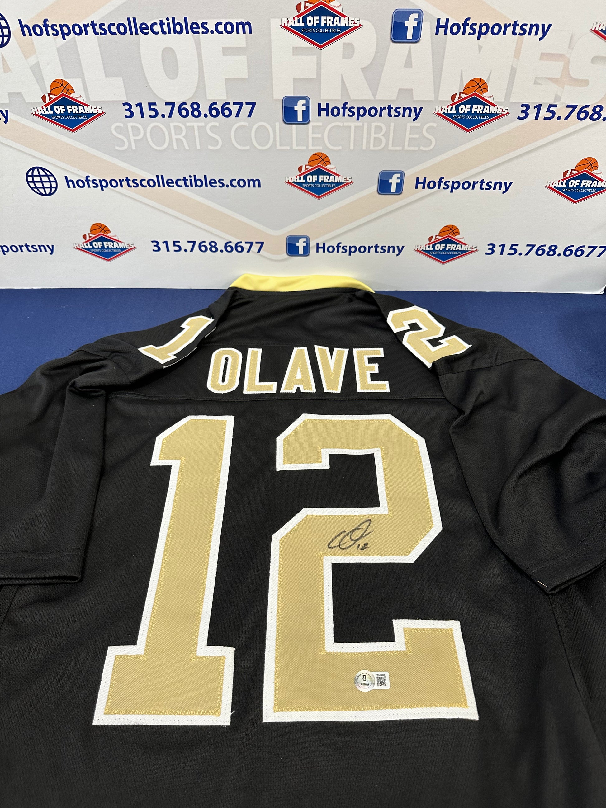 NEW ORLEANS SAINTS CHRIS OLAVE SIGNED CUSTOM JERSEY BAS AUTHENTIC