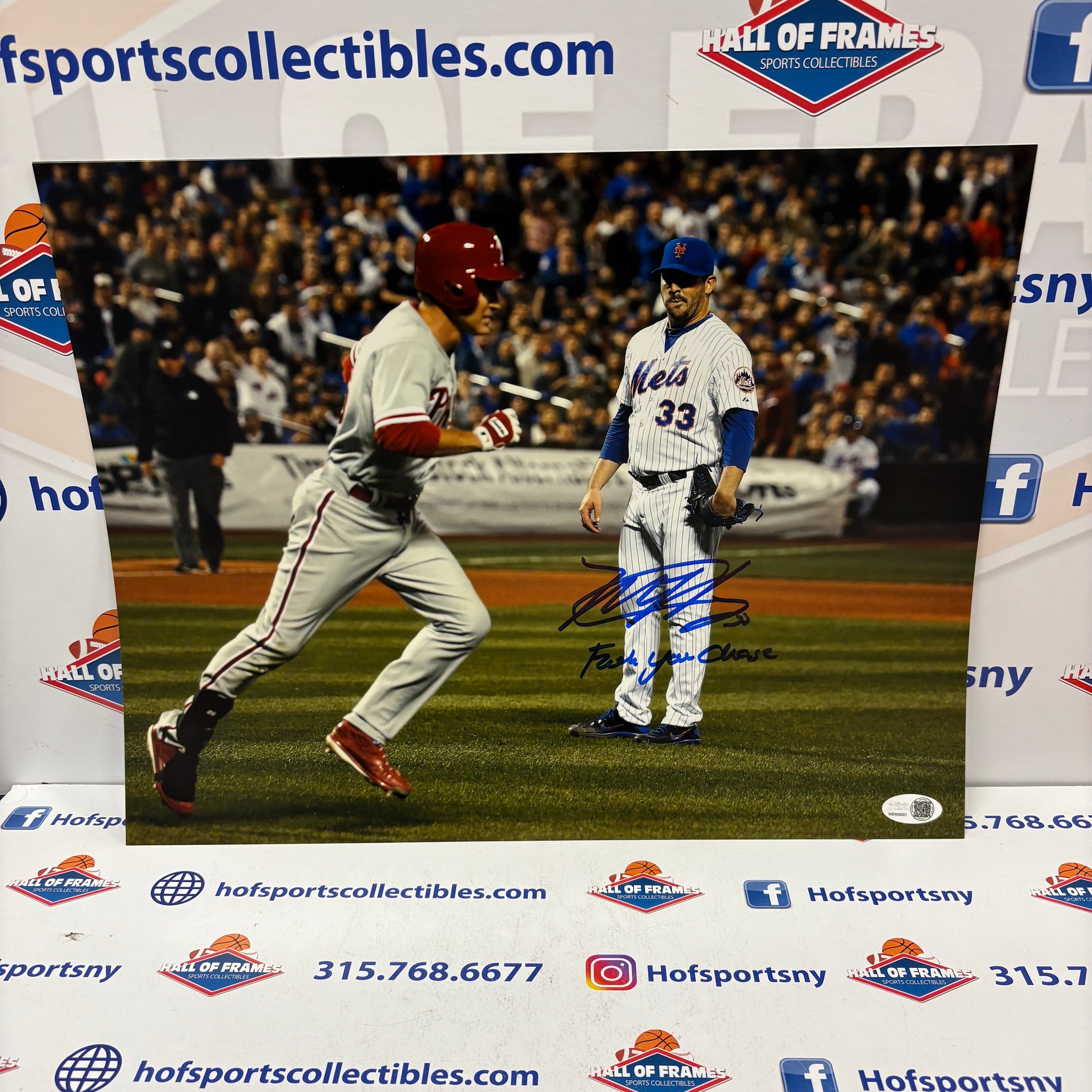 MATT HARVEY SIGNED METS STARE DOWN 11X14 INSCRIBED  F*** YOU CHASE JSA WITNESSED