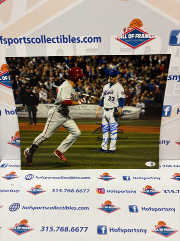 MATT HARVEY SIGNED METS STARE DOWN 11X14 INSCRIBED  F*** YOU CHASE JSA WITNESSED