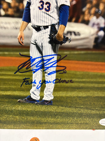 MATT HARVEY SIGNED METS STARE DOWN 11X14 INSCRIBED  F*** YOU CHASE JSA WITNESSED