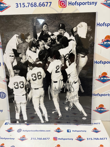 WADE BOGGS SIGNED RED SOX CELEBRATION 16x20 INSCRIBED “BEER ME” - GTSM COA