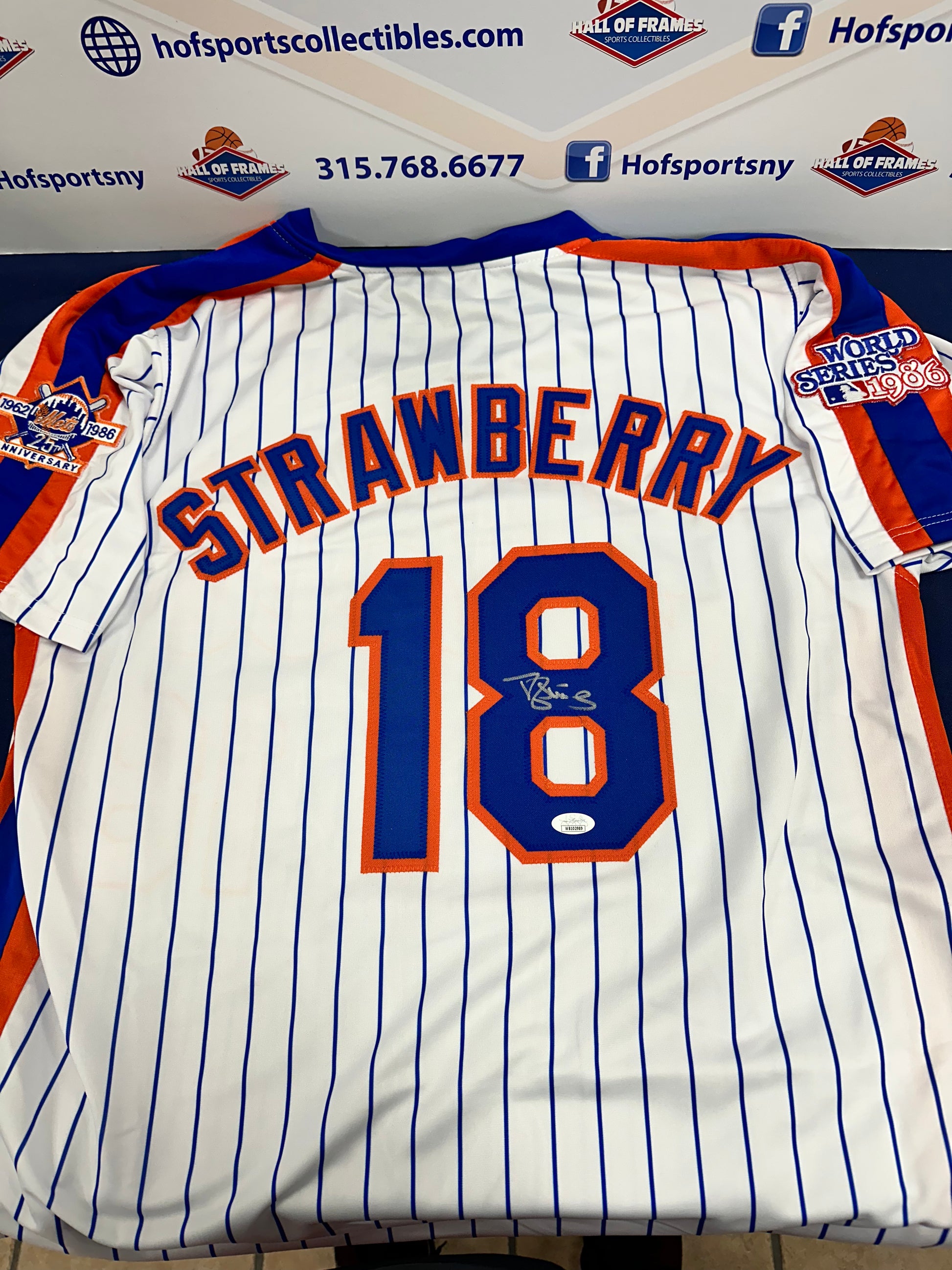 DARRYL STRAWBERRY SIGNED METS 1986 CUSTOM JERSEY JSA COA
