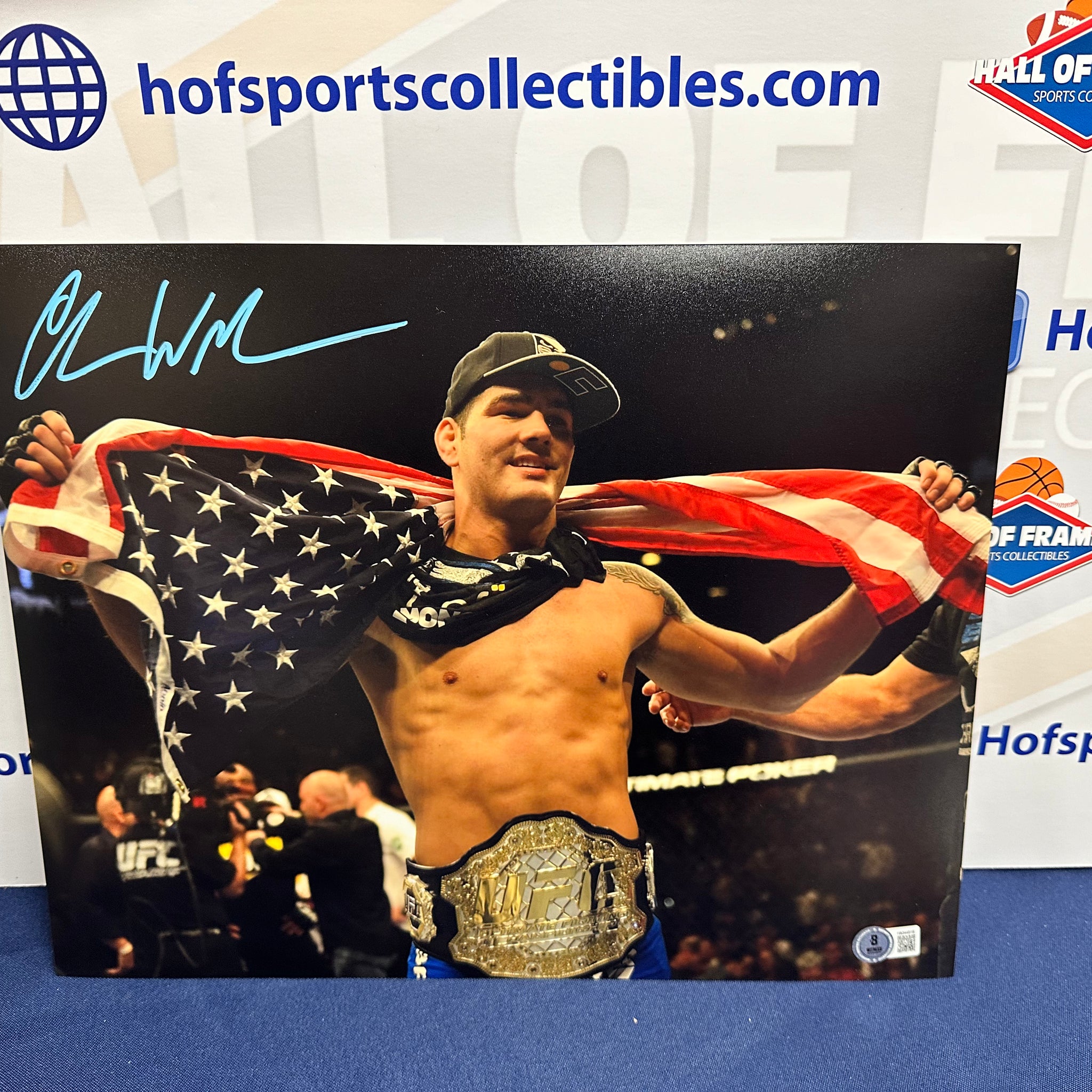 CHRIS WEIDMAN SIGNED UFC CHAMPION 11X14 PHOTO BAS COA