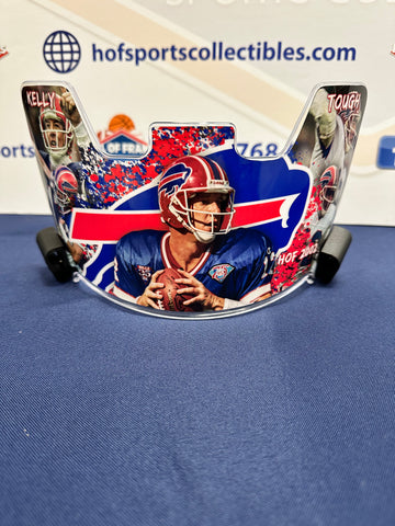 JIM KELLY BUFFALO BILLS "KELLY TOUGH" "HOF 2002" CUSTOM ART FULL SIZE HELMET VISOR!