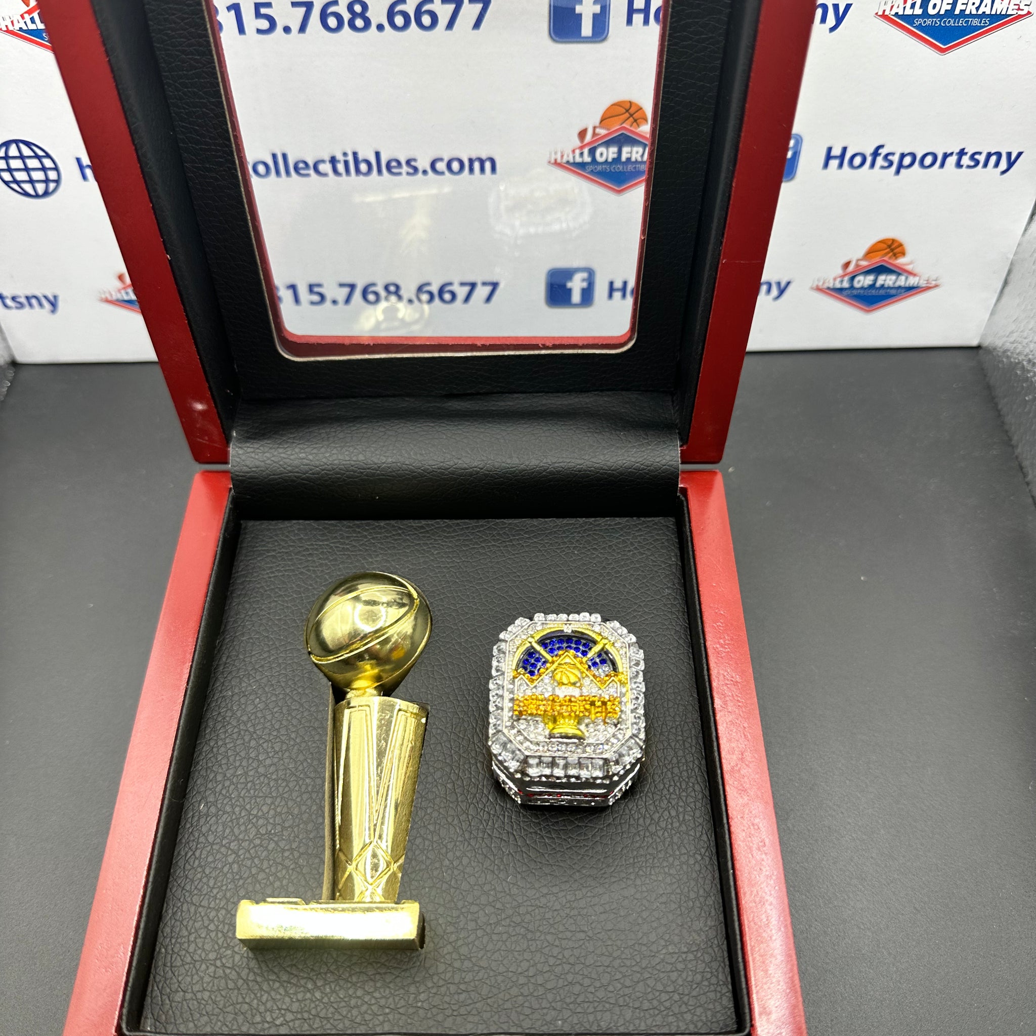 2023 DENVER NUGGETS REPLICA CHAMPIONSHIP RING WITH TROPHY & BOX!