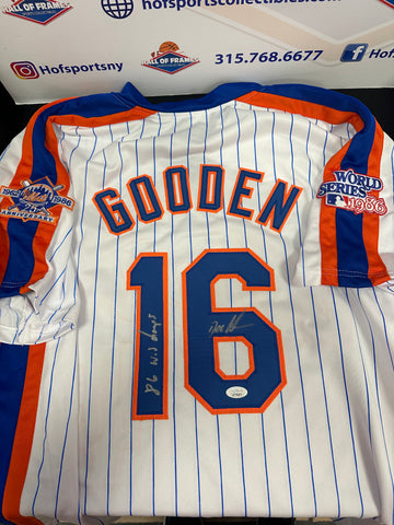 DWIGHT GOODEN SIGNED NY METS CUSTOM 1986 JERSEY INSC 86 WS CHAMPS JSA