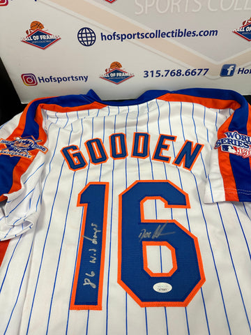 DWIGHT GOODEN SIGNED NY METS CUSTOM 1986 JERSEY INSC 86 WS CHAMPS JSA