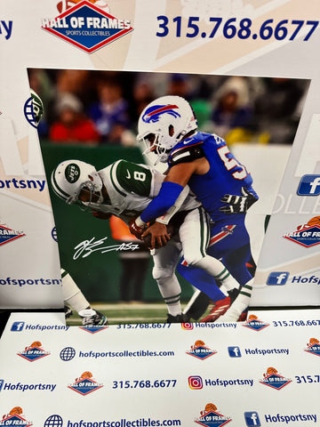 AJ EPENESA SIGNED BILLS 11X14 RODGERS SACK PHOTO - JSA COA