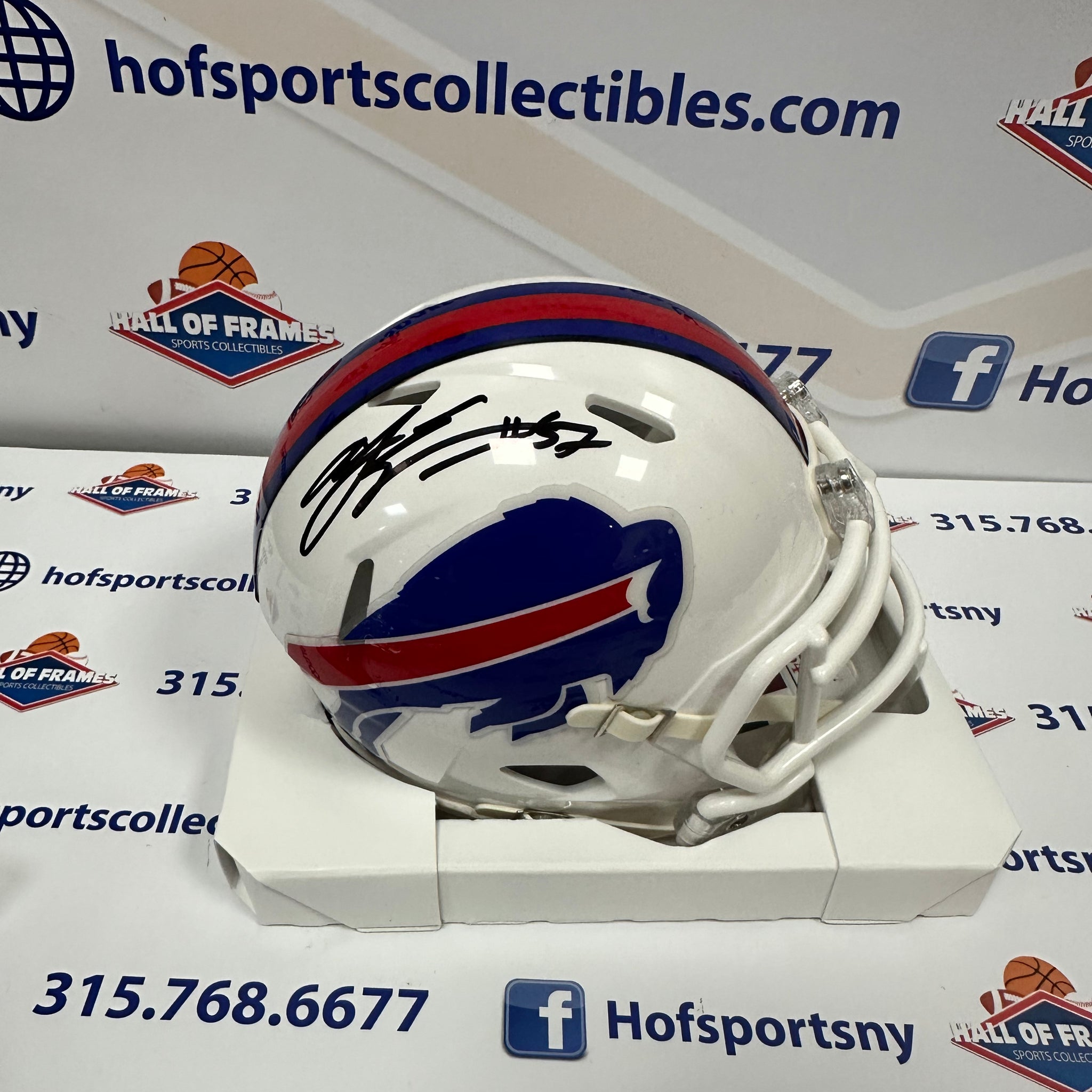 AJ EPENESA SIGNED BILLS SPEED WHITE MINI HELMET - JSA COA