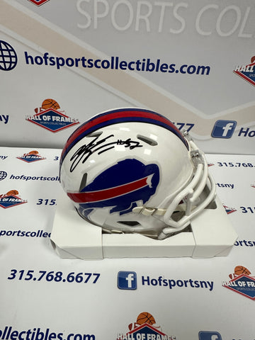 AJ EPENESA SIGNED BILLS SPEED WHITE MINI HELMET - JSA COA