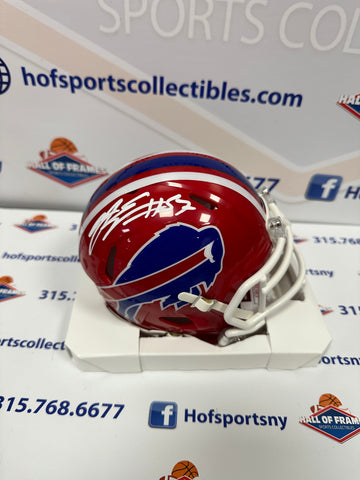 AJ EPENESA SIGNED BILLS RED THROWBACK MINI HELMET - JSA COA