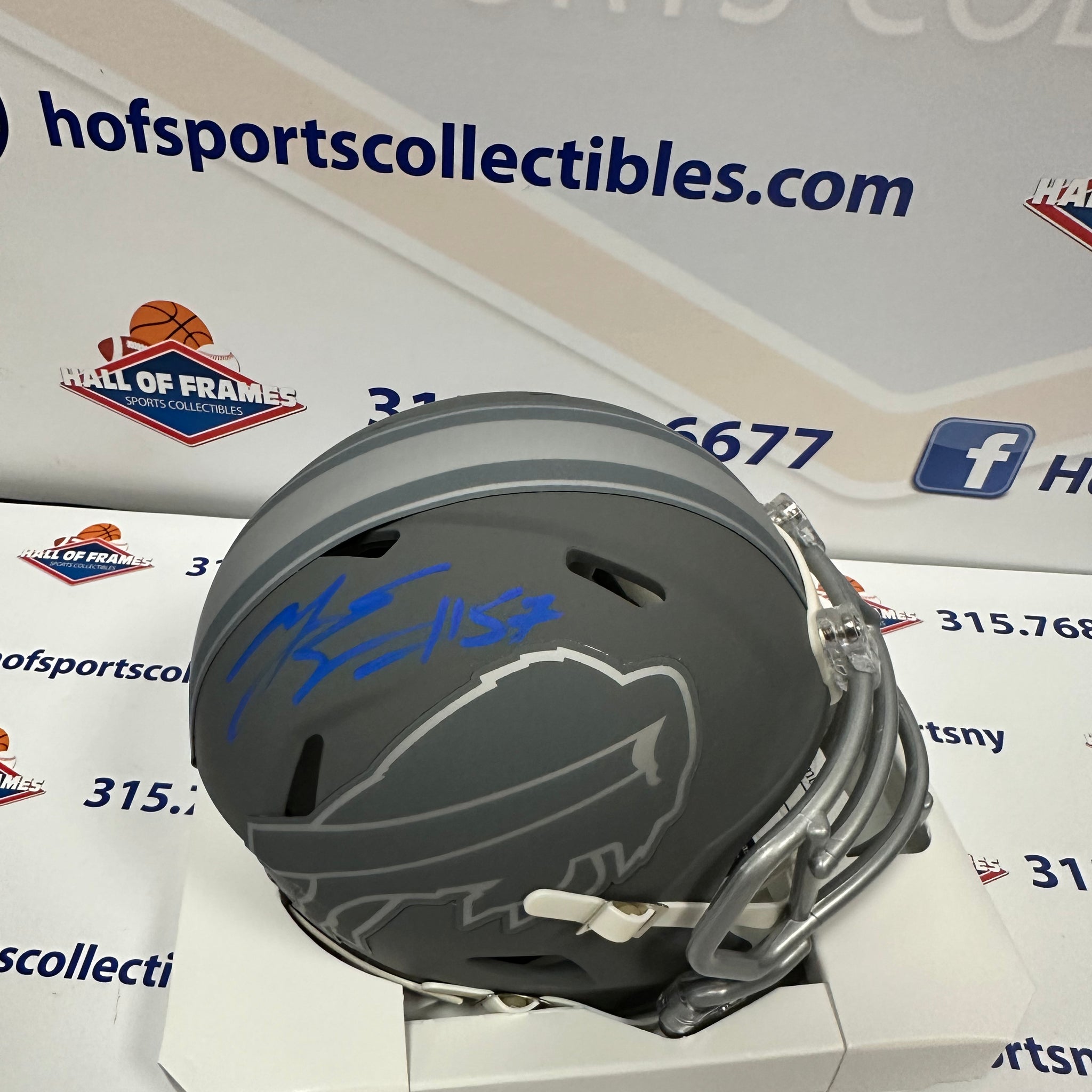 AJ EPENESA SIGNED BILLS SPEED SLATE MINI HELMET - JSA COA