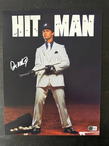 DON MATTINGLY SIGNED 11X14 THE HIT MAN PHOTO - BECKETT WITNESSED COA