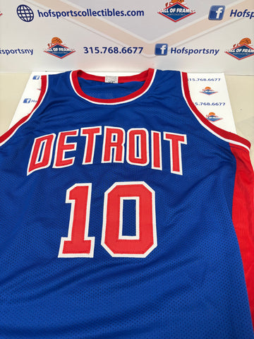 DENNIS RODMAN SIGNED BLUE DETRIOT PISTONS CUSTOM JERSEY INSC 