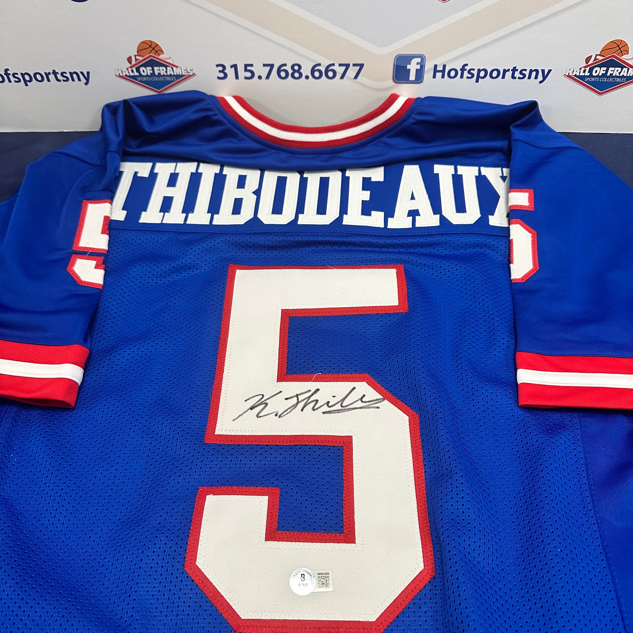 KAYVON THIBODEAUX SIGNED NY GIANTS CUSTOM XL BLUE LEGACY JERSEY - BECKETT