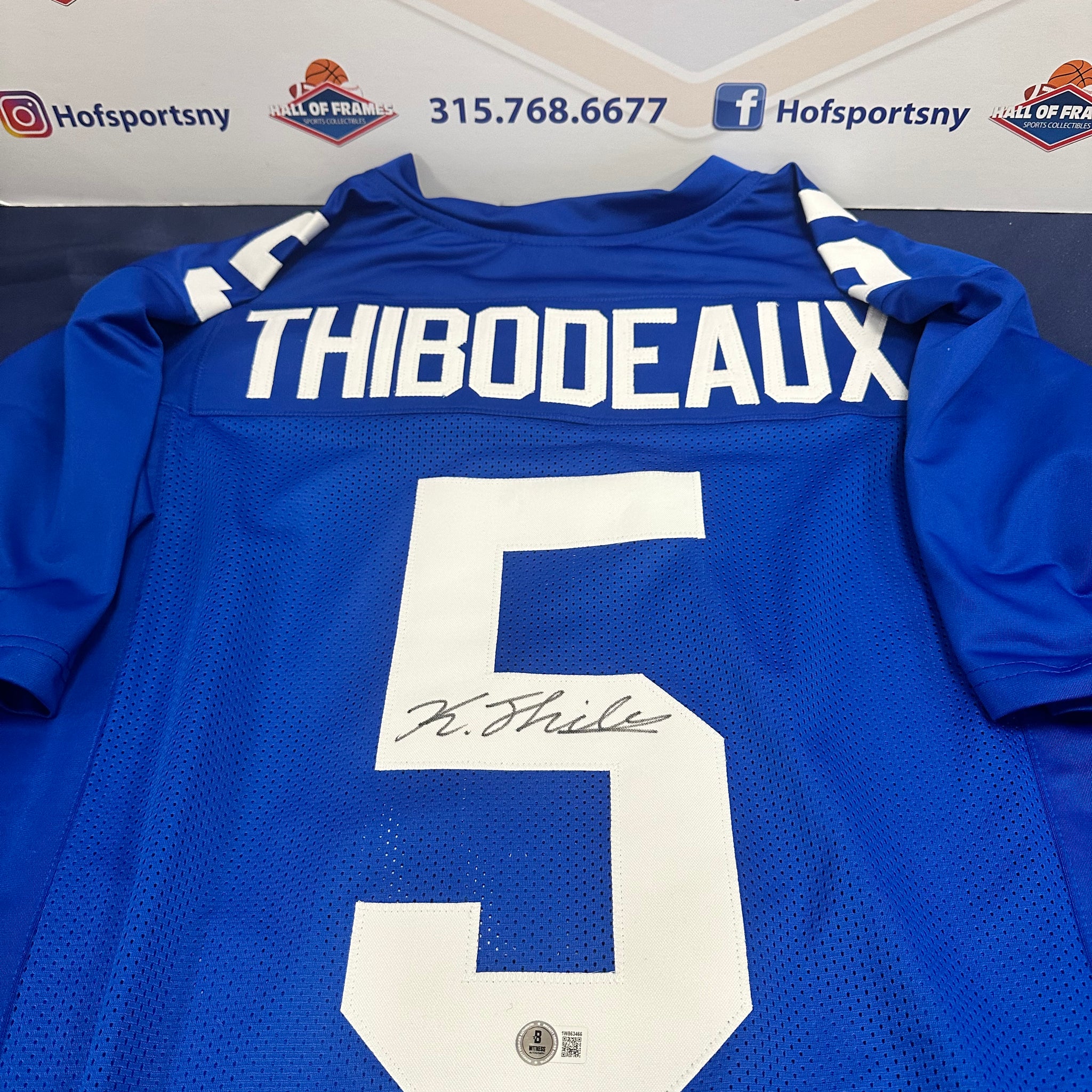 KAYVON THIBODEAUX SIGNED NY GIANTS CUSTOM XL BLUE JERSEY - BECKETT