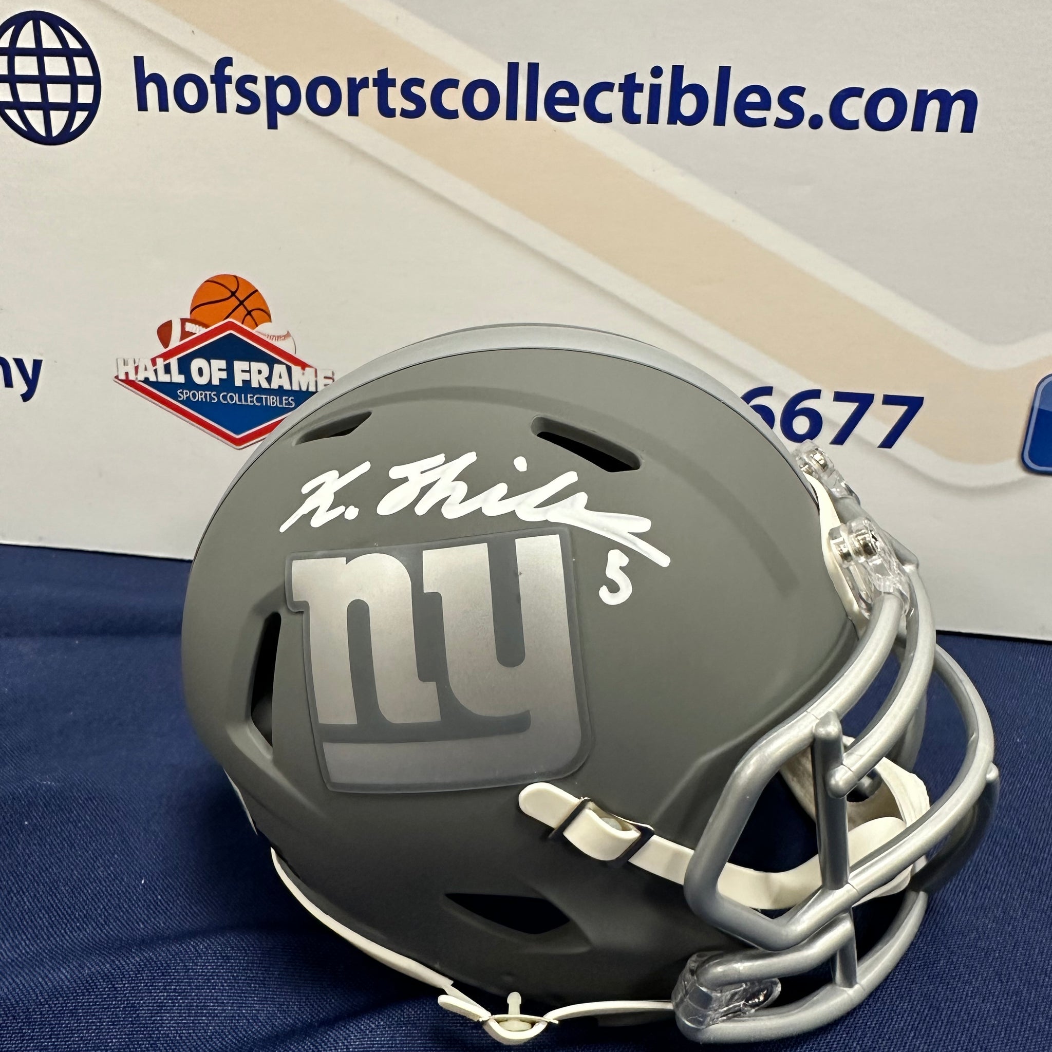 KAYVON THIBODEAUX SIGNED NY GIANTS SLATE MINI HELMET - BECKETT