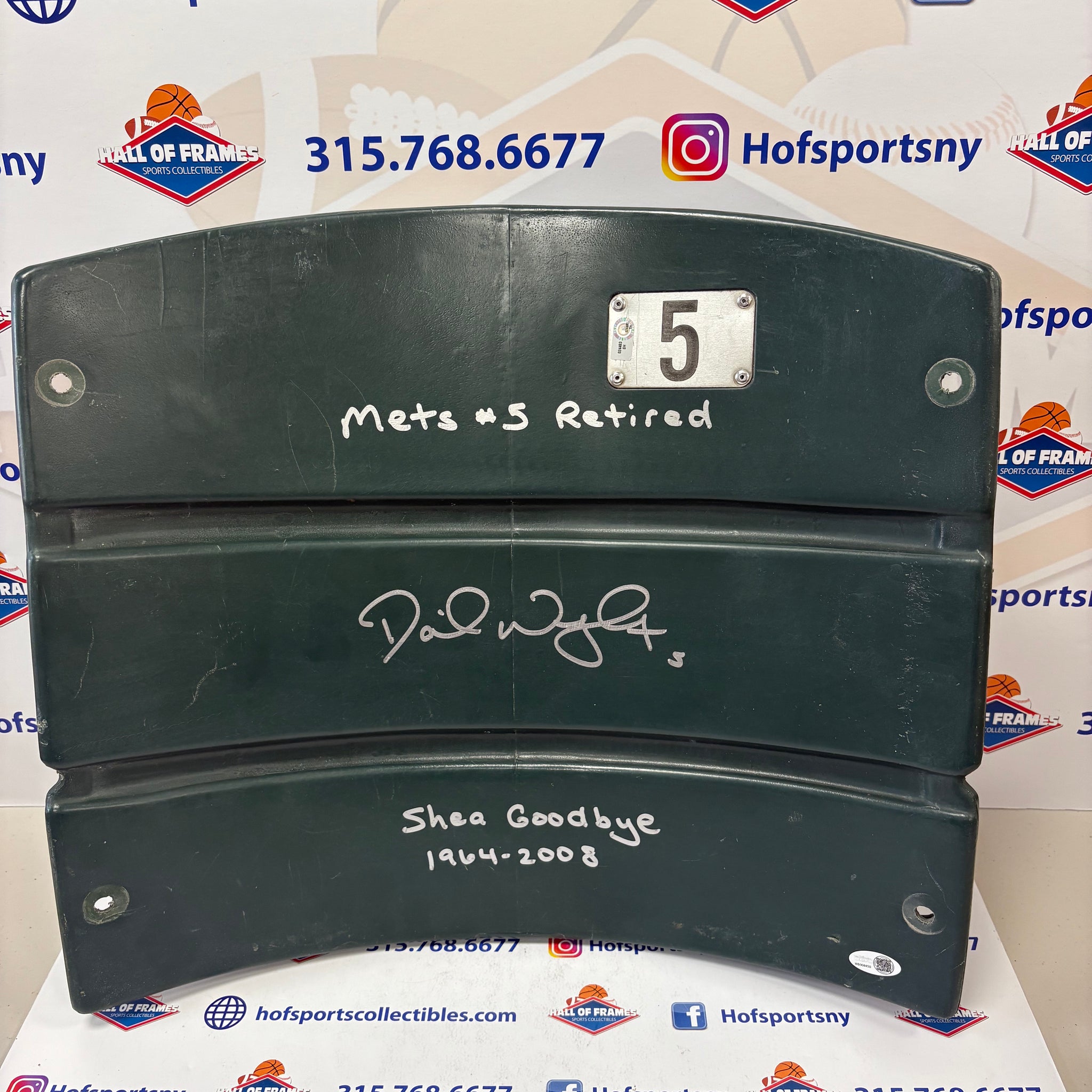 DAVID WRIGHT NY METS AUTOGRAPHED SHEA STADIUM GREEN SEAT BACK DOUBLE INSCRP.  MLB/ JSA COA