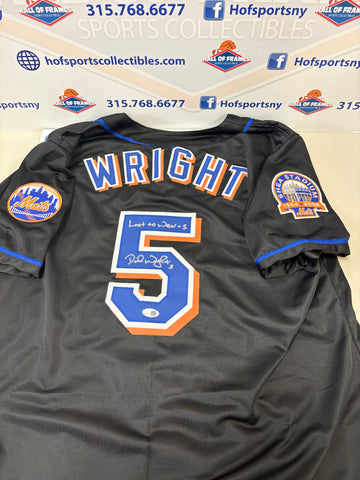 DAVID WRIGHT NY METS SIGNED CUSTOM BLACK JERSEY INSC. LAST TO WEAR #5 JSA COA!