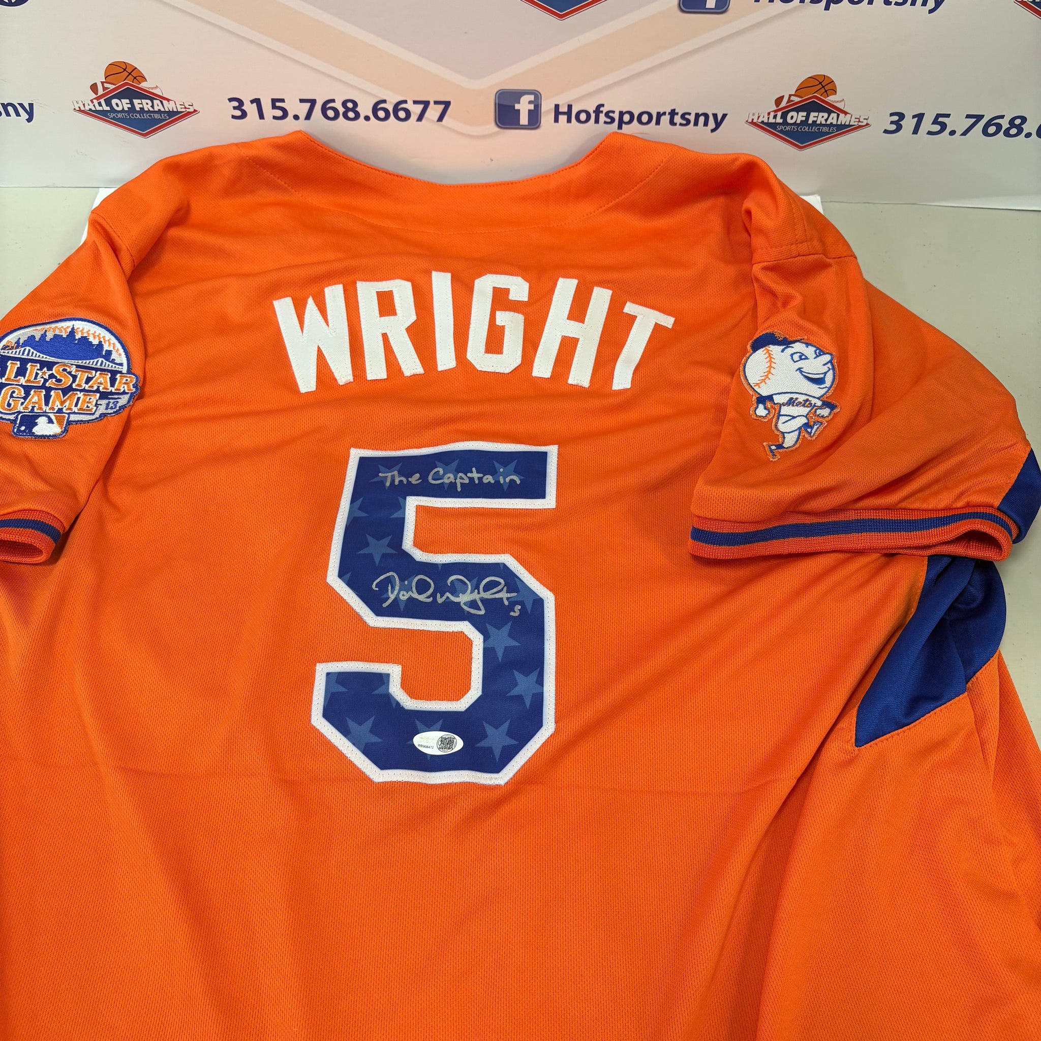 DAVID WRIGHT 2013 NL ALL STAR ORANGE SIGNED CUSTOM JERSEY! INSCRIBED THE CAPTAIN JSA COA