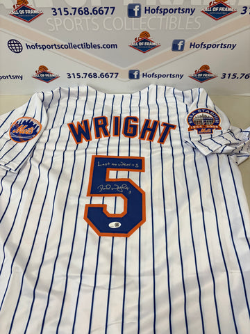 DAVID WRIGHT NY METS SIGNED CUSTOM PINSTRIPE JERSEY INSC. LAST TO WEAR #5 JSA COA!