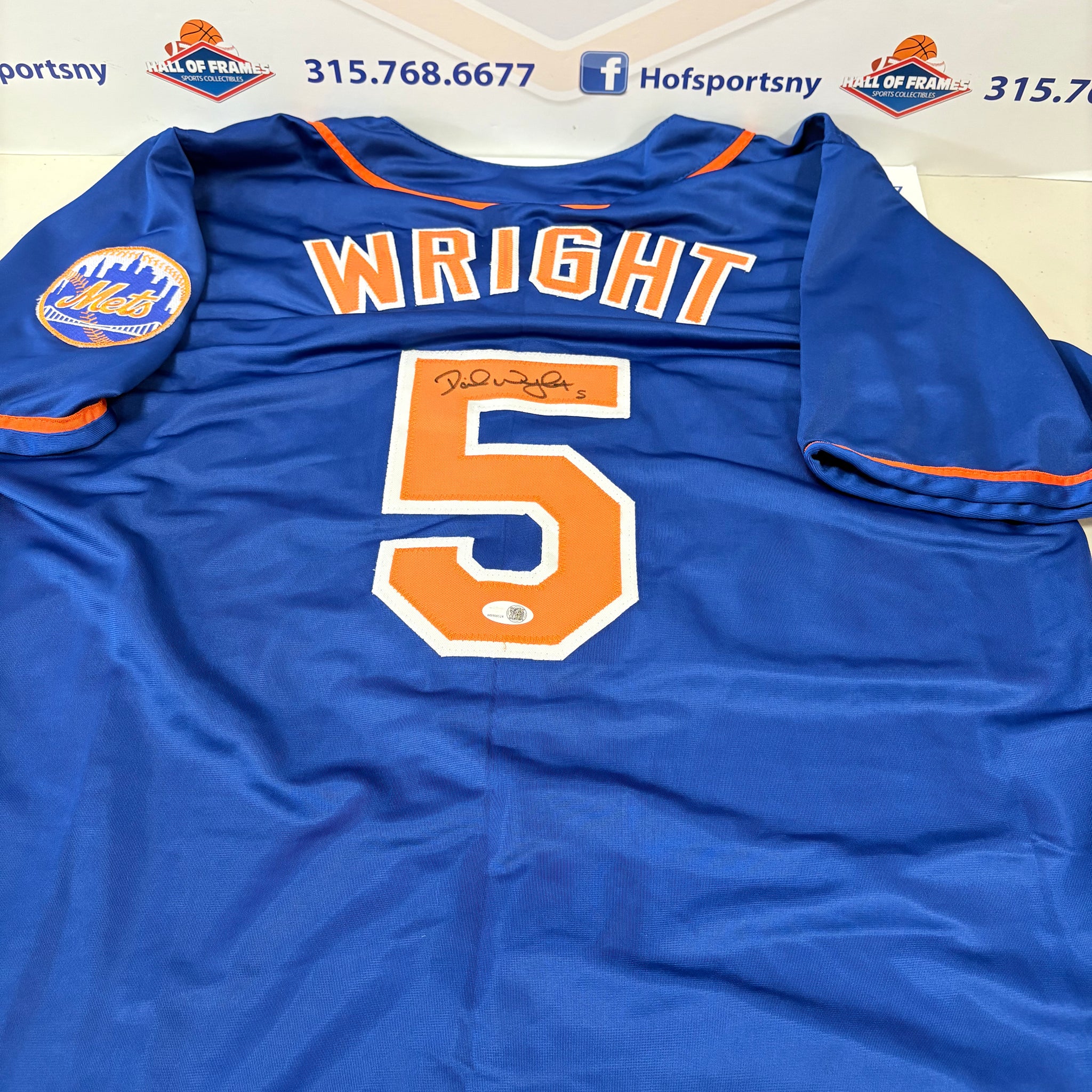 DAVID WRIGHT NY METS SIGNED CUSTOM BLUE JERSEY! JSA COA