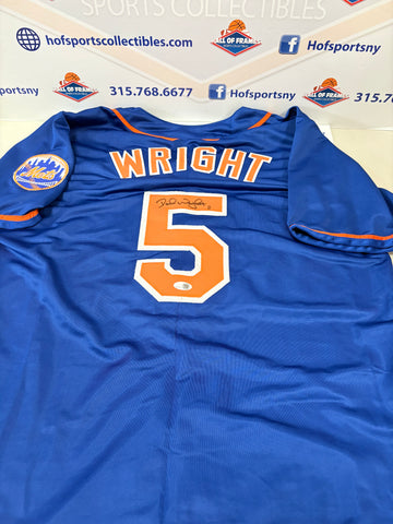 DAVID WRIGHT NY METS SIGNED CUSTOM BLUE JERSEY! JSA COA