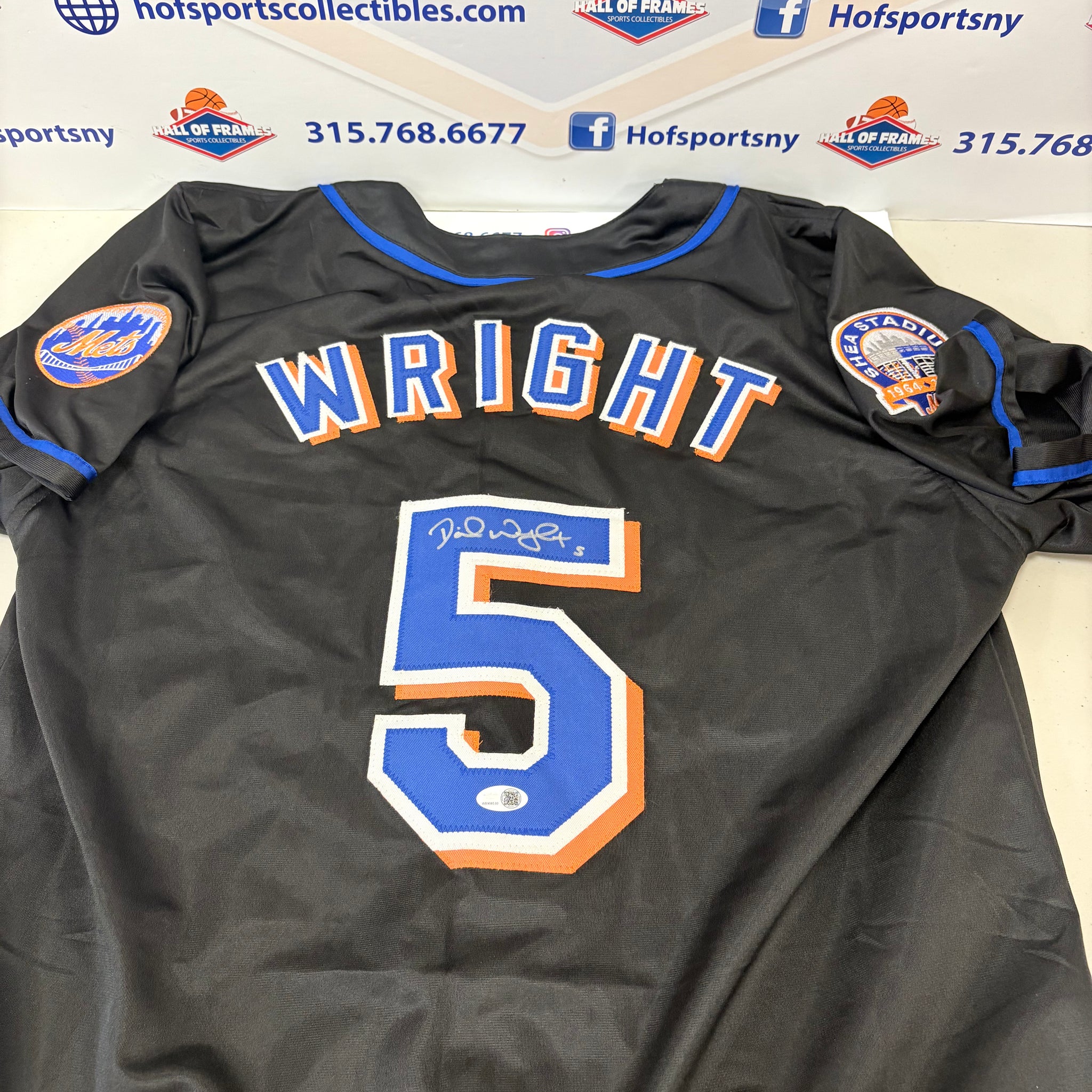 DAVID WRIGHT NY METS SIGNED CUSTOM BLACK JERSEY! JSA COA