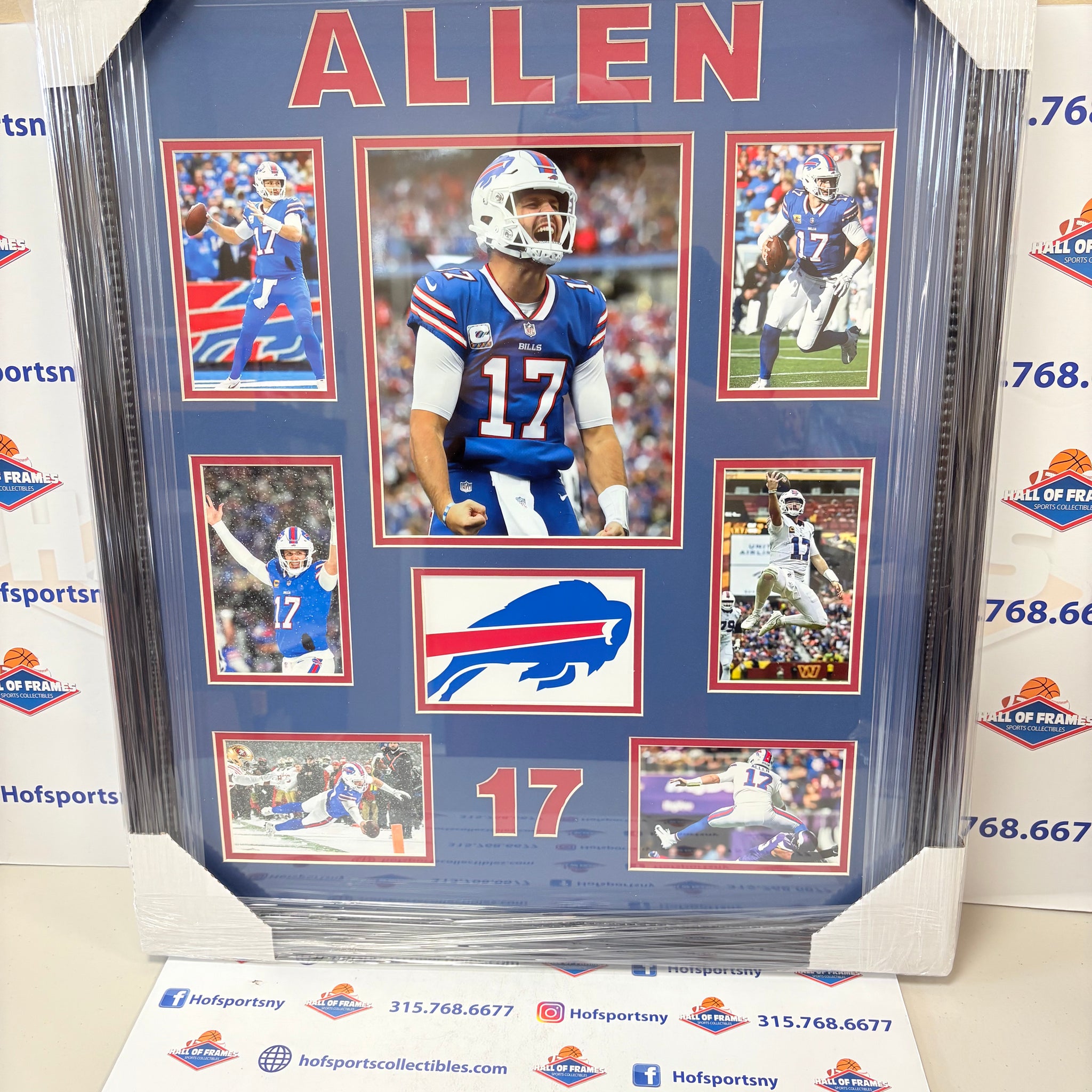JOSH ALLEN BILLS PHOTO COLLAGE UNSIGNED 20X24 PROFESSIONAL FRAME