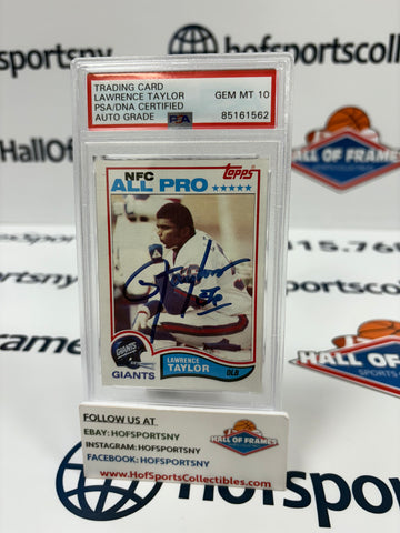 LAWRENCE TAYLOR SIGNED ROOKIE CARD PSA SLABBED AUTO GEM 10 (1562)