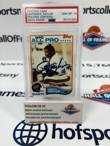 LAWRENCE TAYLOR SIGNED ROOKIE CARD PSA SLABBED AUTO GEM 10 (1563)