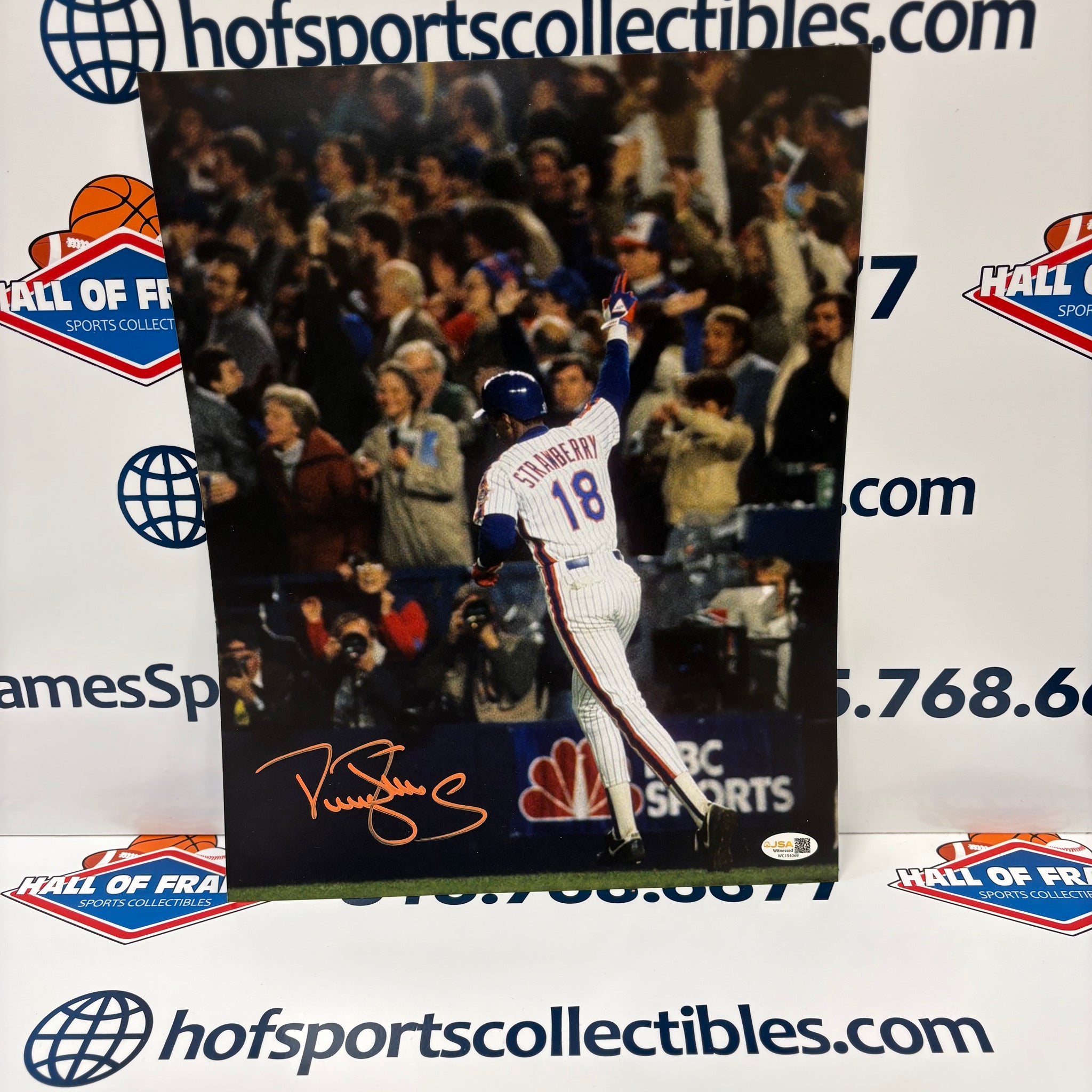 DARRYL STRAWBERRY SIGNED 1986 WS WORLD SERIES NY METS 11X14 - JSA COA