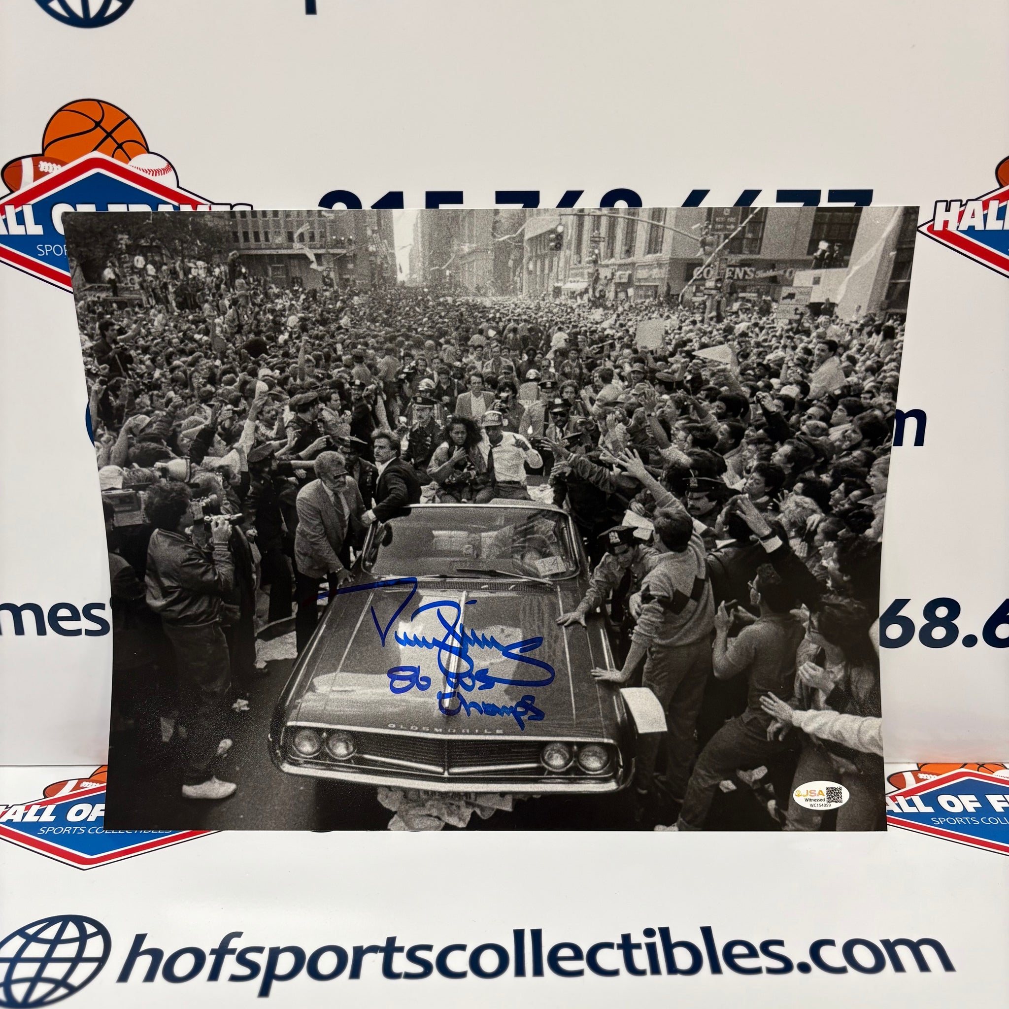 DARRYL STRAWBERRY SIGNED 1986 WS PARADE NY METS 11X14 - JSA COA