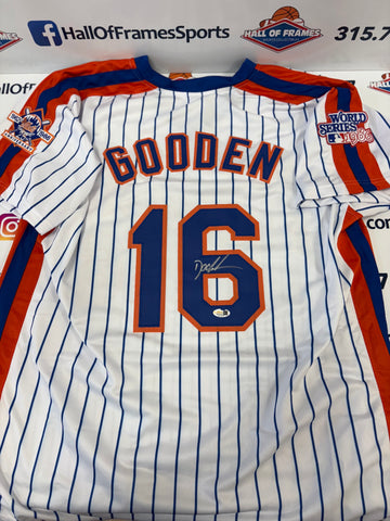 DWIGHT GOODEN NEW YORK METS SIGNED 1986 WS CUSTOM JERSEY - JSA COA