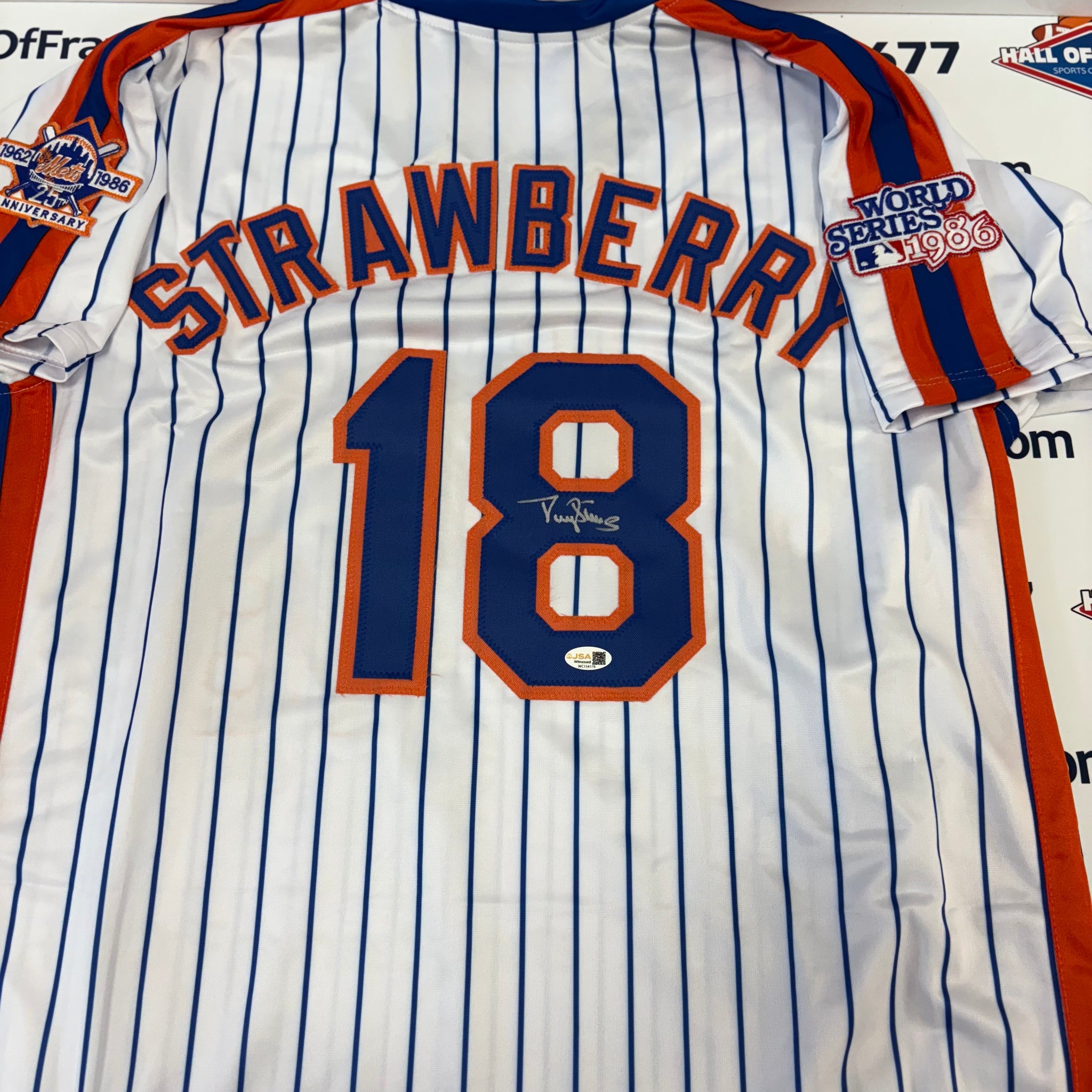DARRYL STRAWBERRY SIGNED METS 1986 CUSTOM JERSEY - JSA COA