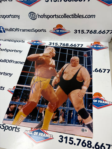 HULK HOGAN VS KING KONG BUNDY SIGNED 16X20 PHOTO - HULKAMANIA BECKETT COA